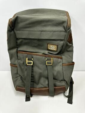 Subaru Finley Mill Backpack Green Canvas Brown Trim Laptop Bag New Without Tags